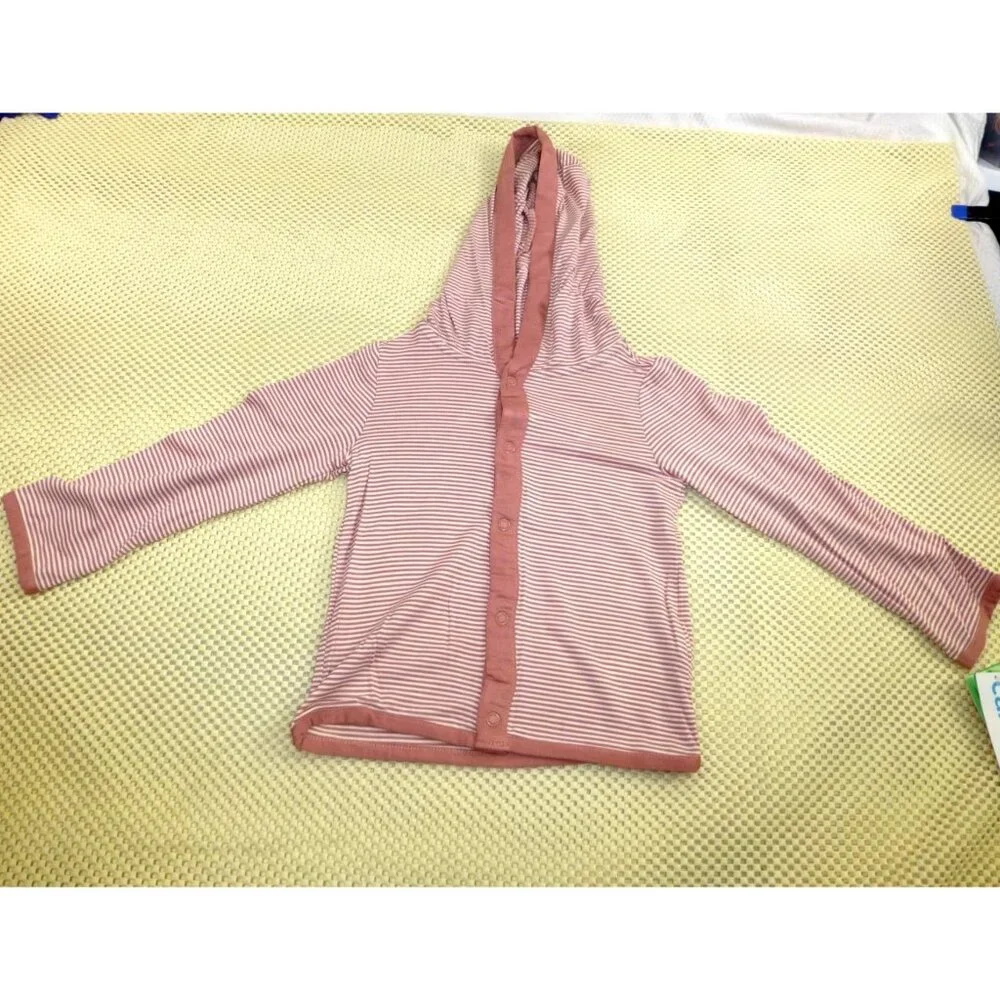 NWT Carters 24M EcoVero Hooded Striped Button-Up Shirt Toddler Apparel Pink & Wh